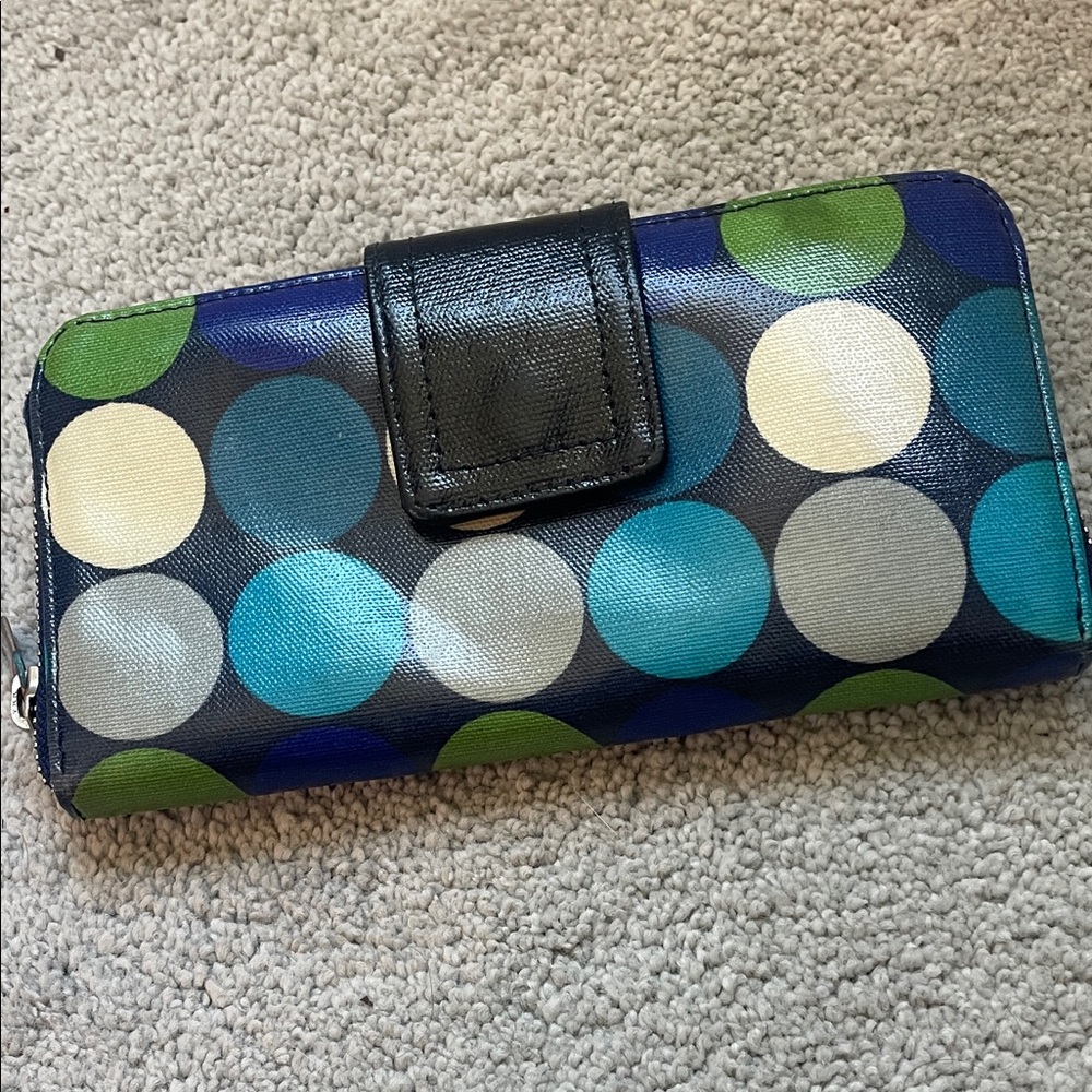 Boden Polka Dot Wallet - Blue, Green, Black